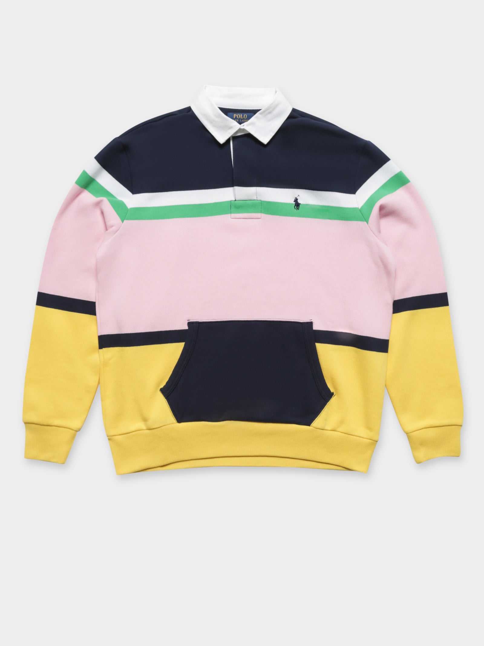 Multi Stripe Kangaroo Pocket Jersey Rugby Shirt