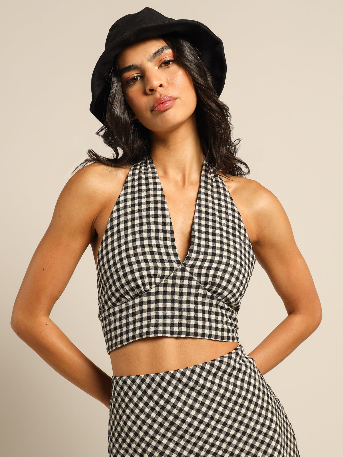 Penny Check Top in Black &amp; White Gingham