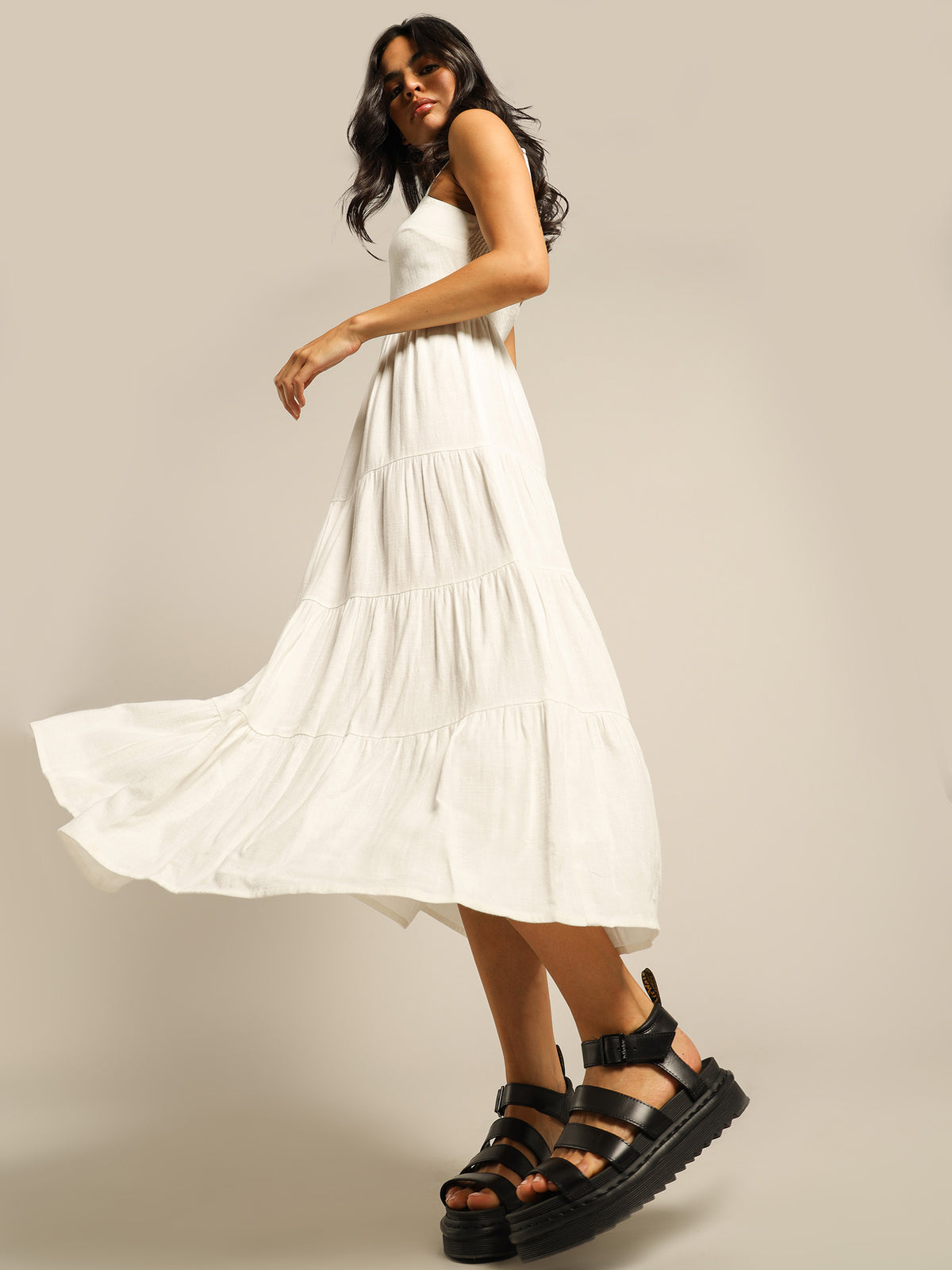 Riley Midi Dress in White
