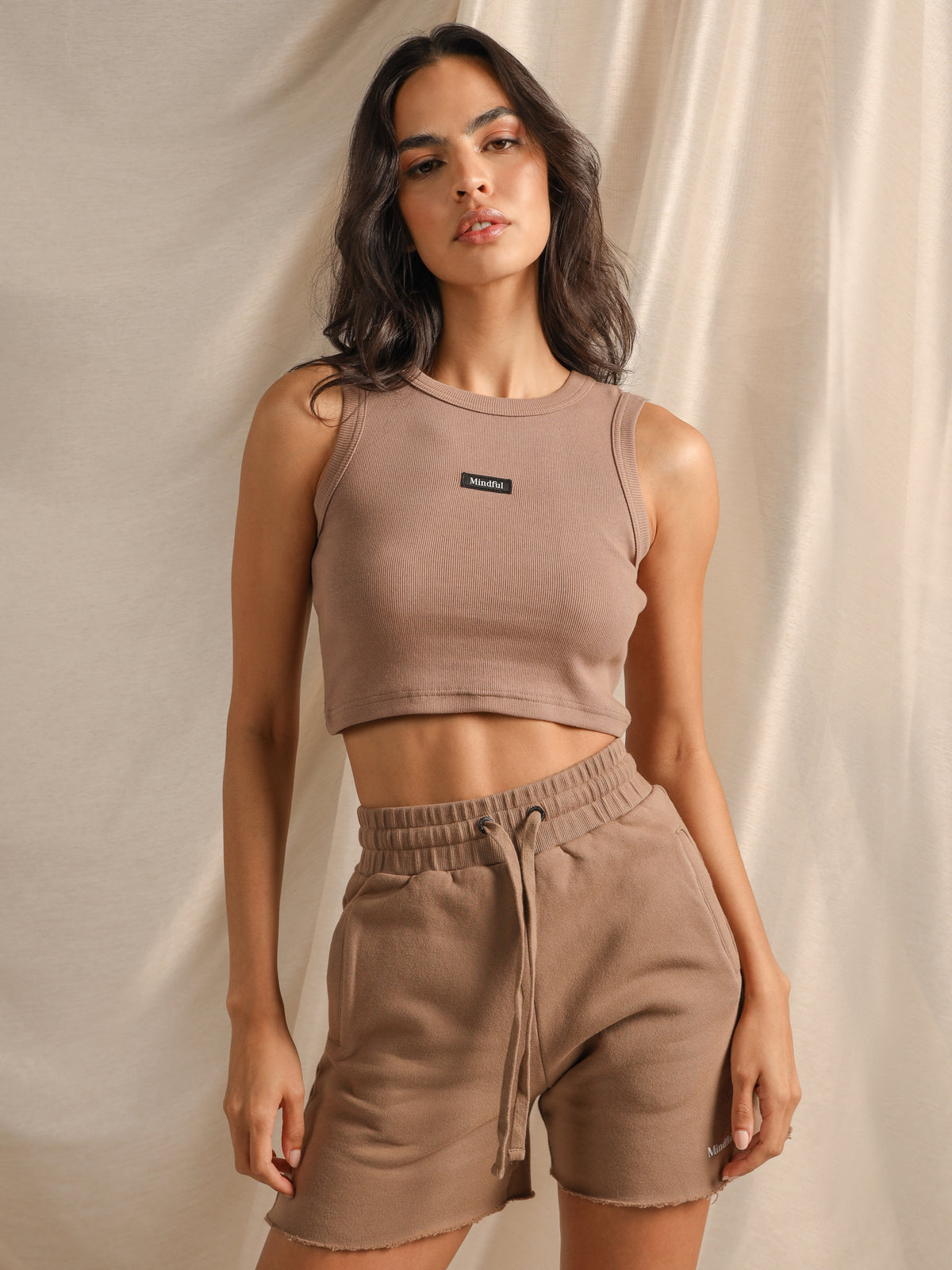 Ribbed Body Tank in Taupe