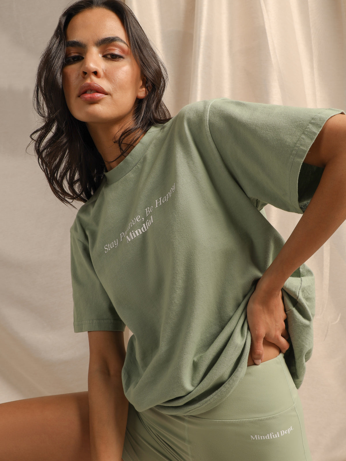 Positive Vibes Only T-Shirt in Sage
