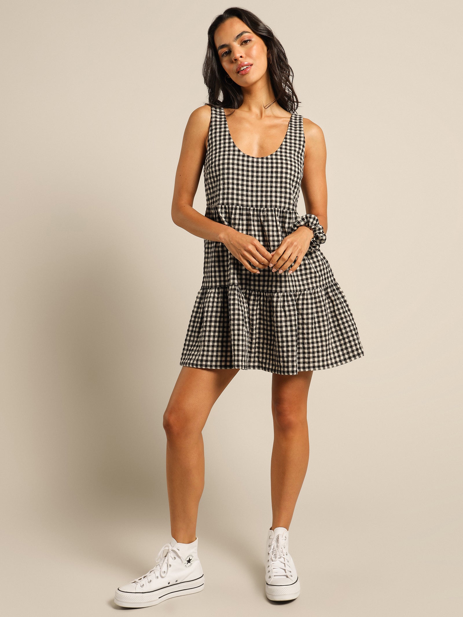 Penny Check Dress in Black & White Gingham