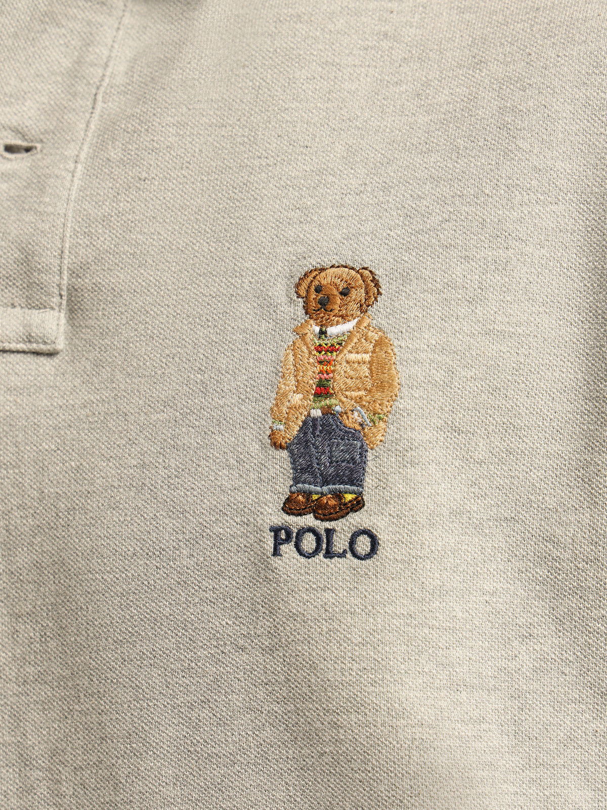 Polo Bear Custom Fit Polo Shirt in Grey