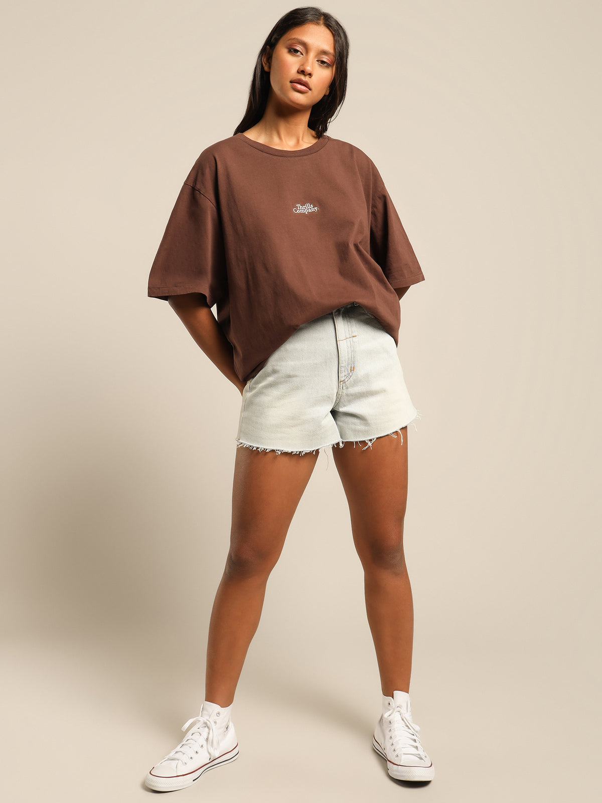 Thrills Contrasting Stack Retro T-Shirt | Mahogany