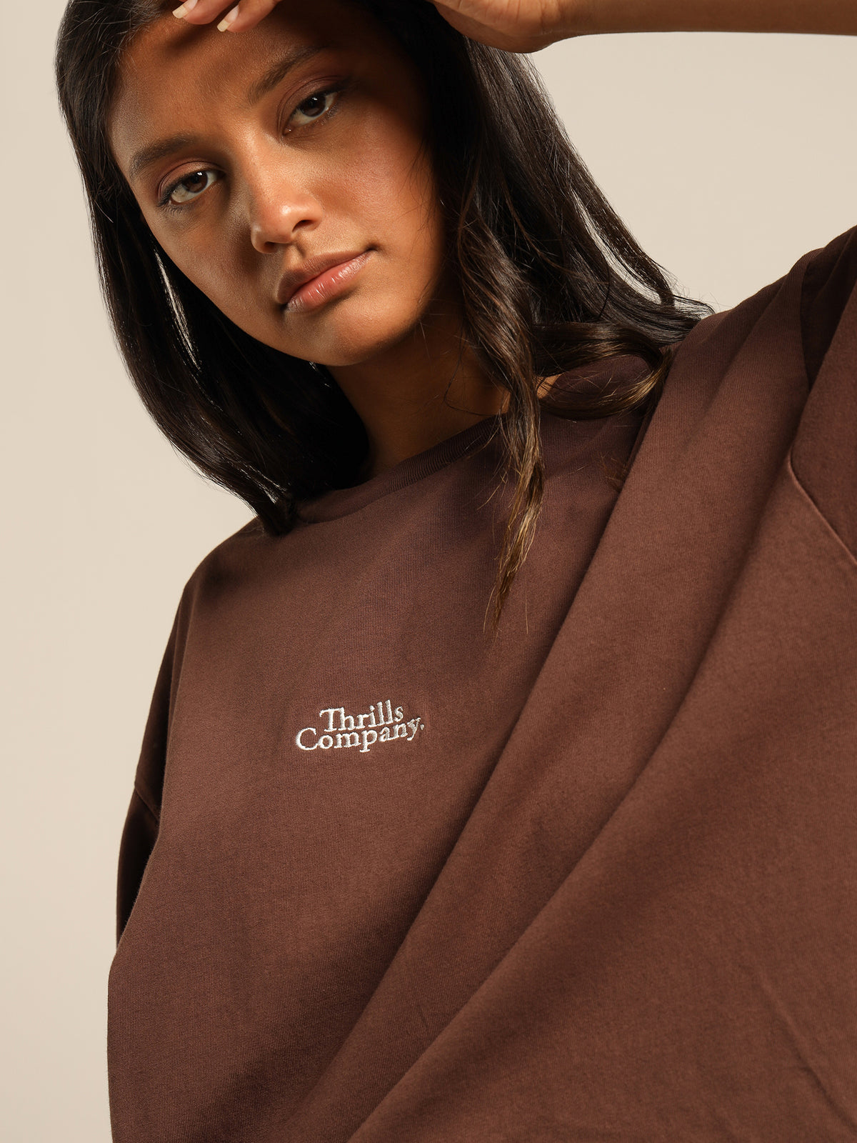 Thrills Contrasting Stack Retro T-Shirt | Mahogany