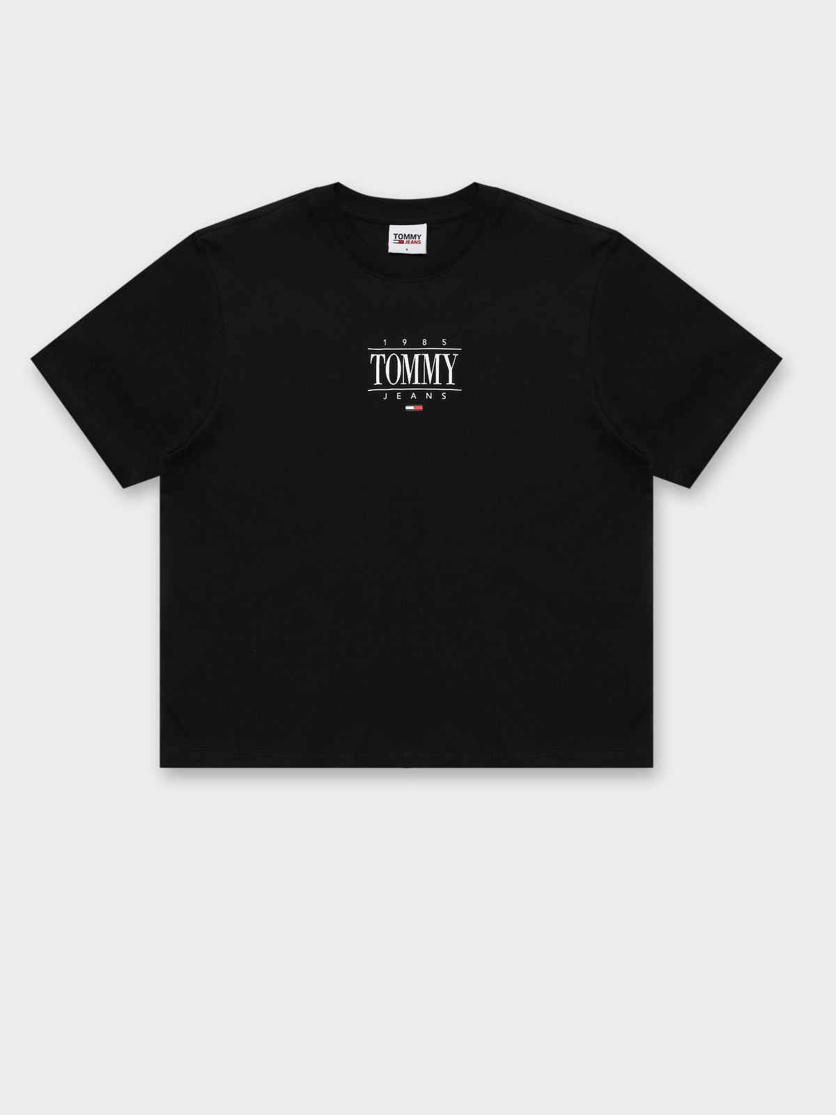 Essential Cropped Logo T-Shirt in Black