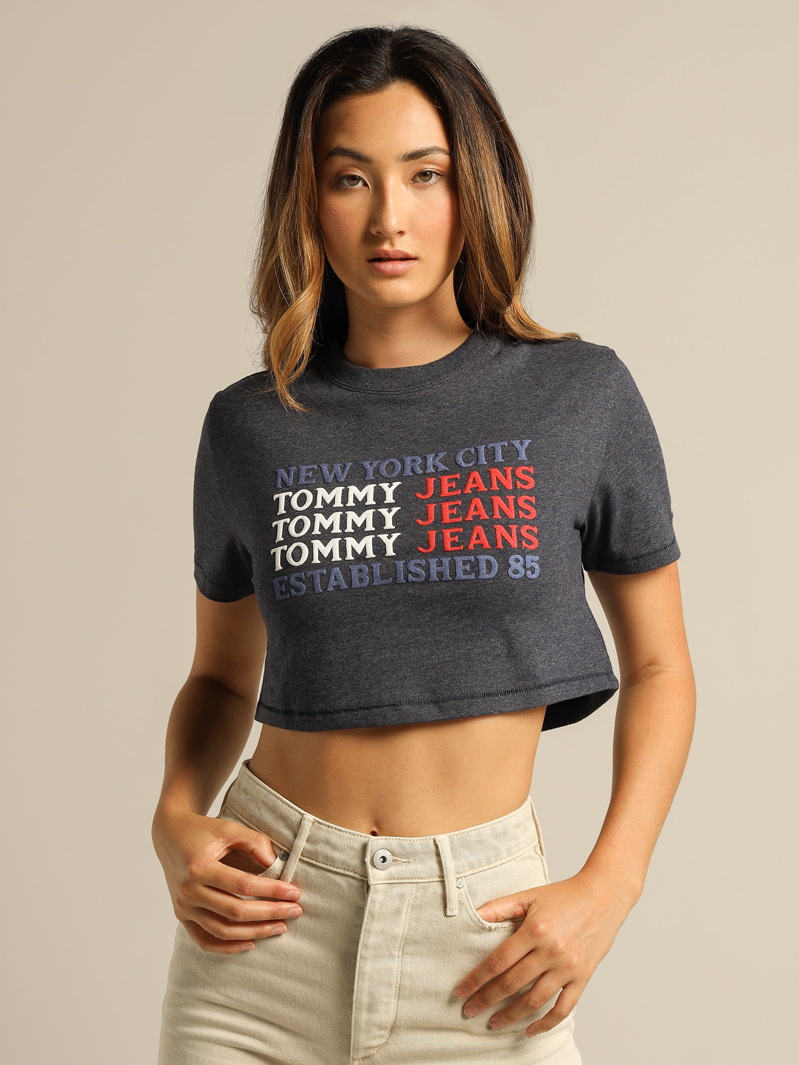 Repeat Logo Crop T-Shirt