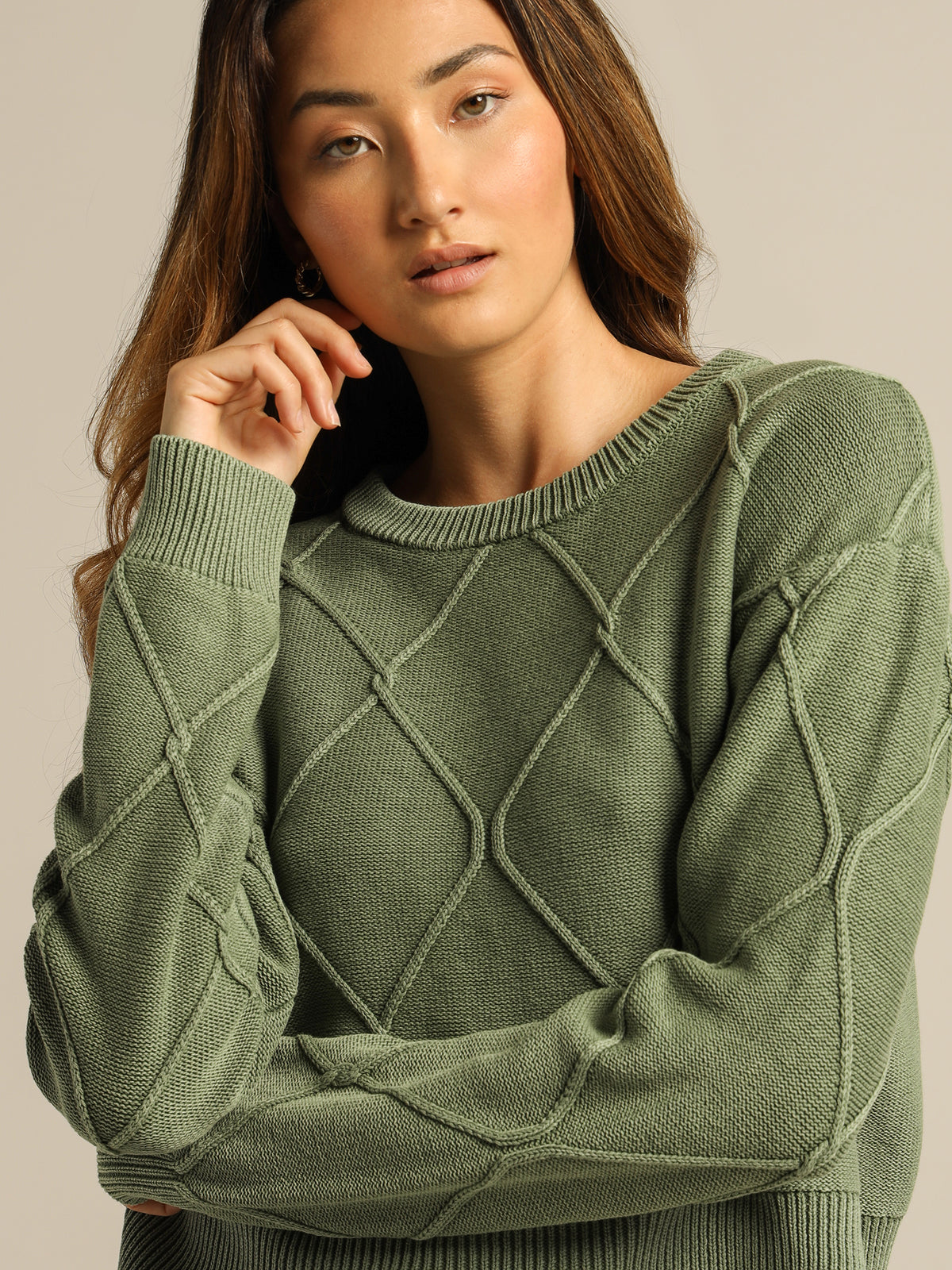 Shanti Acid Cable Knit in Washed Olive