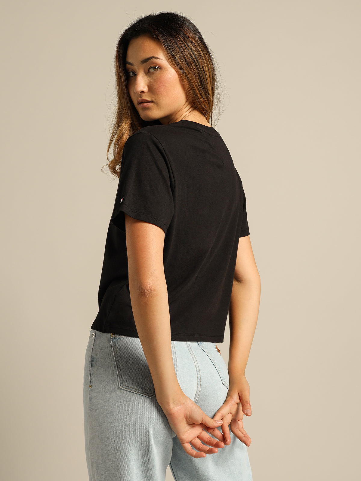 Boxy Cropped T-Shirt in Black