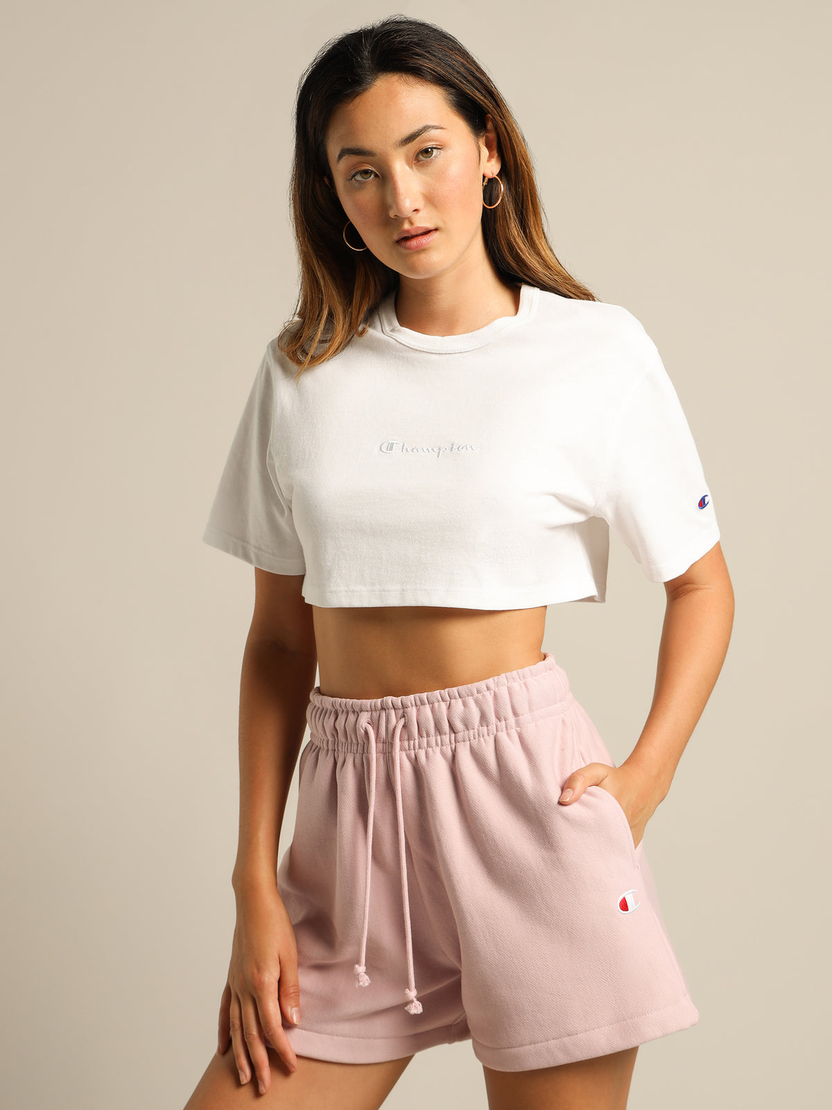 Champion HT Tonal Crop T-Shirt | White