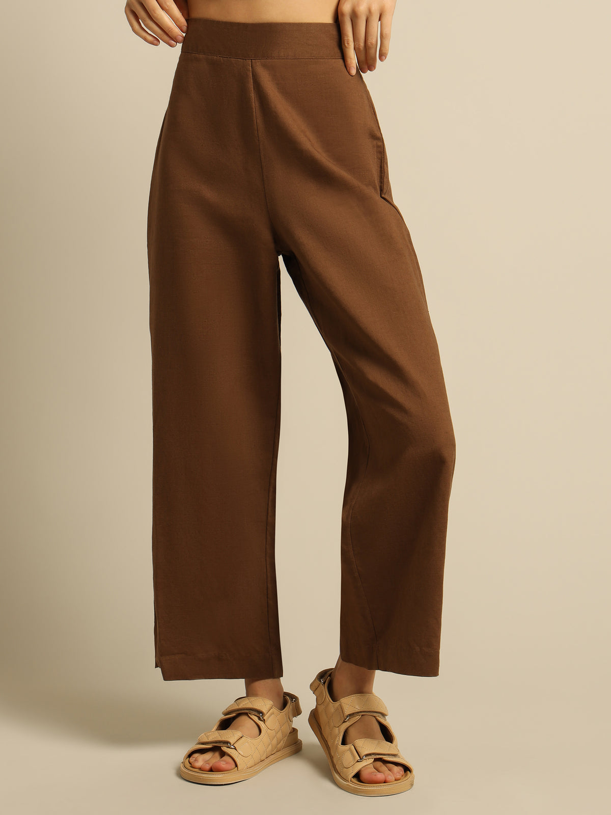 Selma Wide Leg Pants in Chocolate Brown