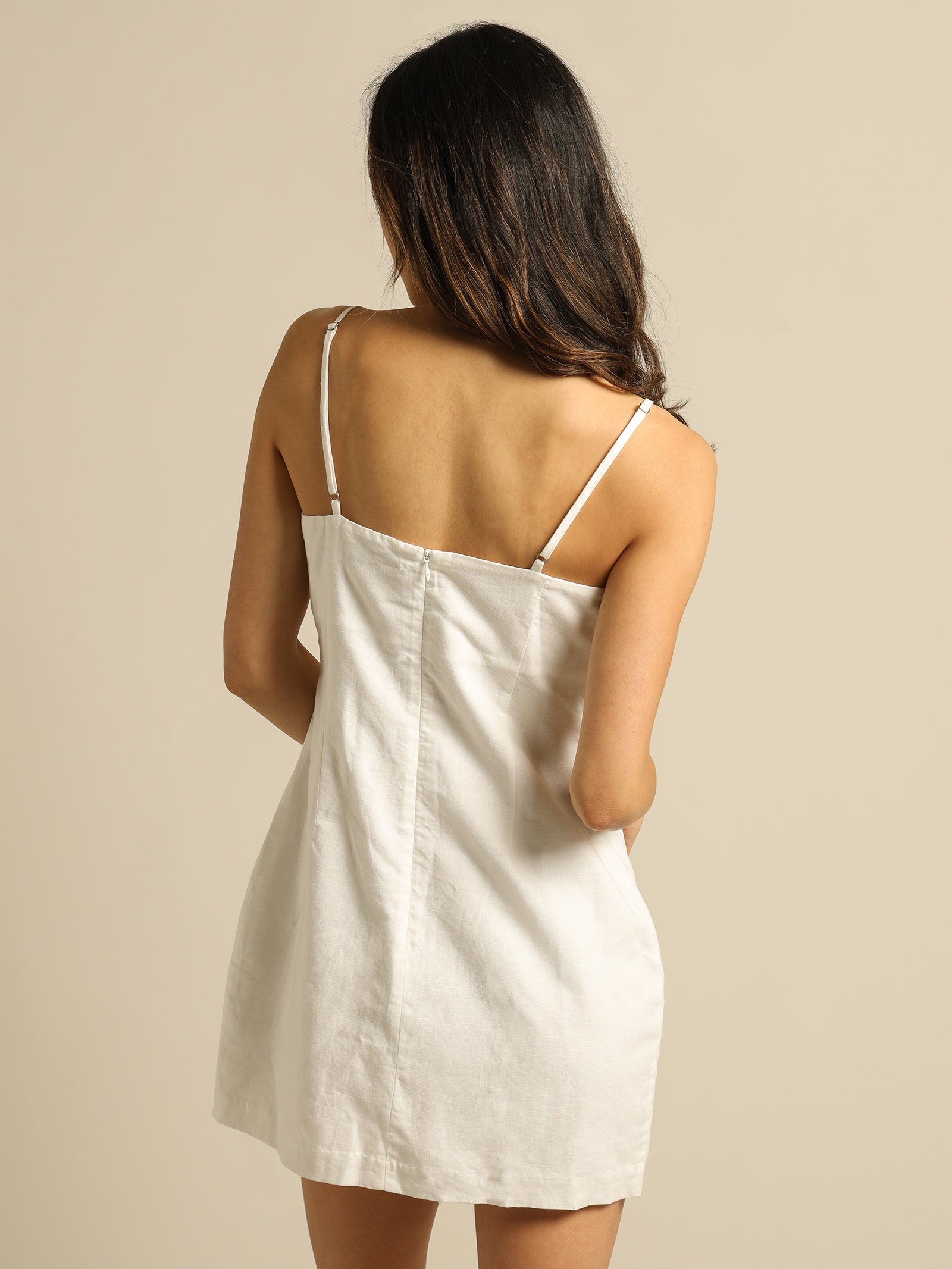 Ezra Linen Mini Dress in White