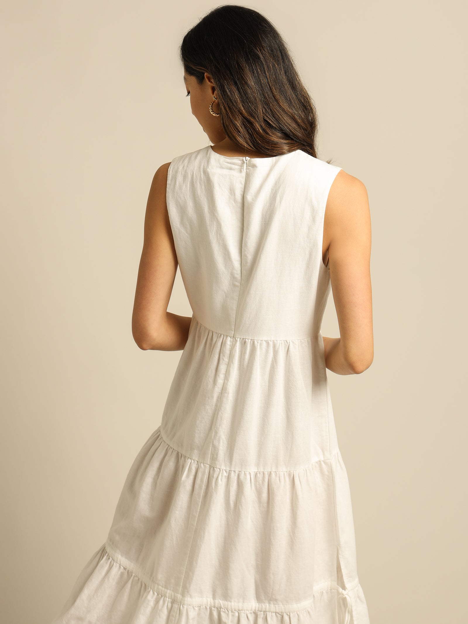 Brea Linen Maxi Dress in White
