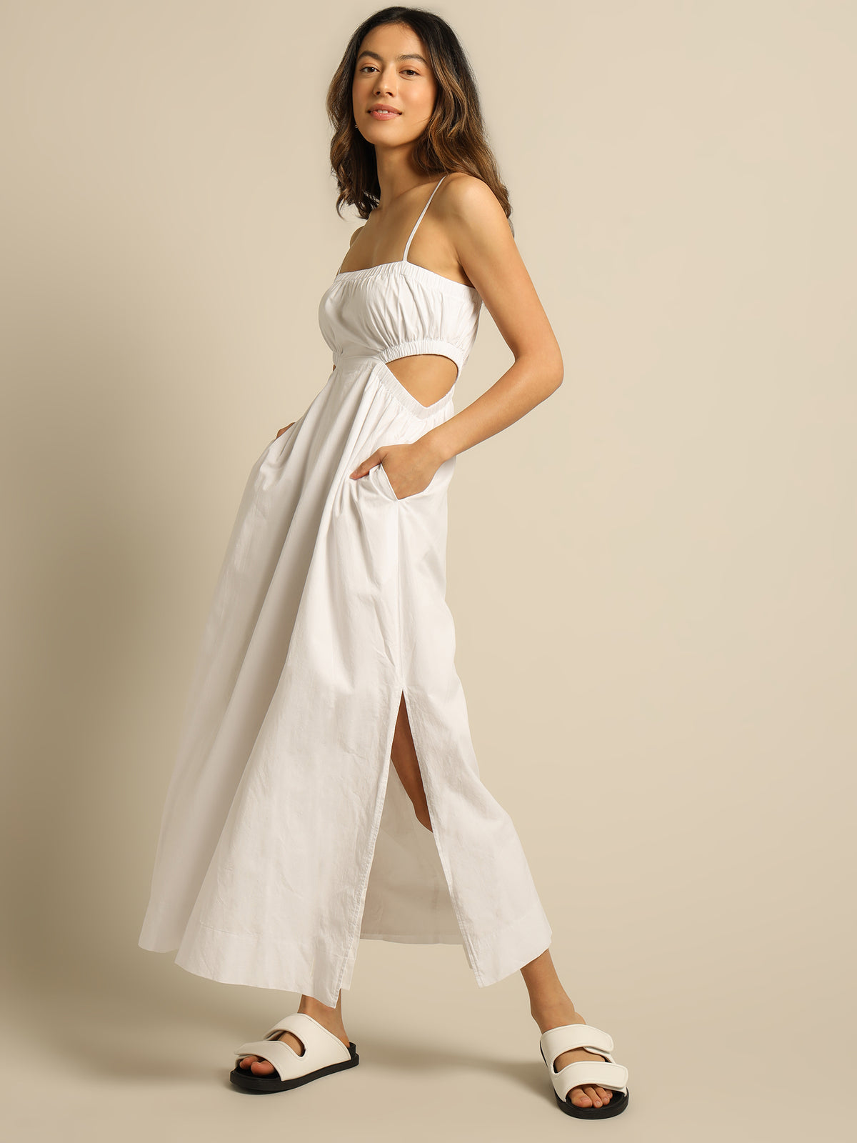 Rana Cut Out Maxi Dress in White