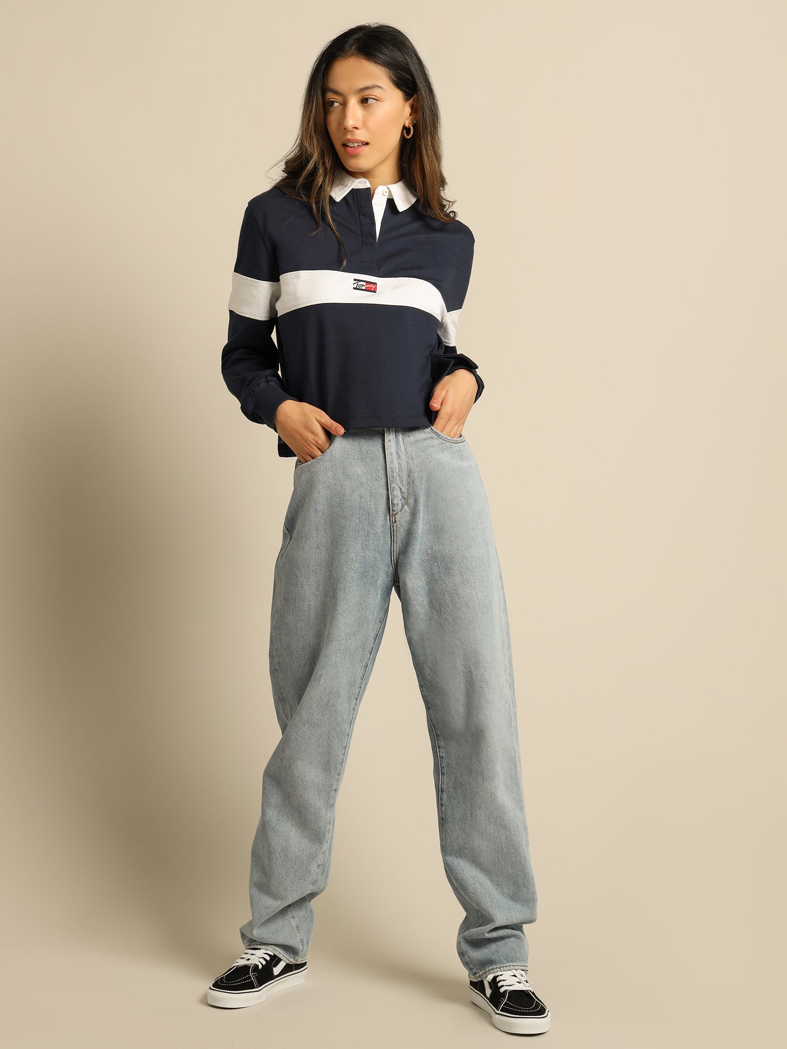 Crop Tiny Tommy Long Sleeve Polo