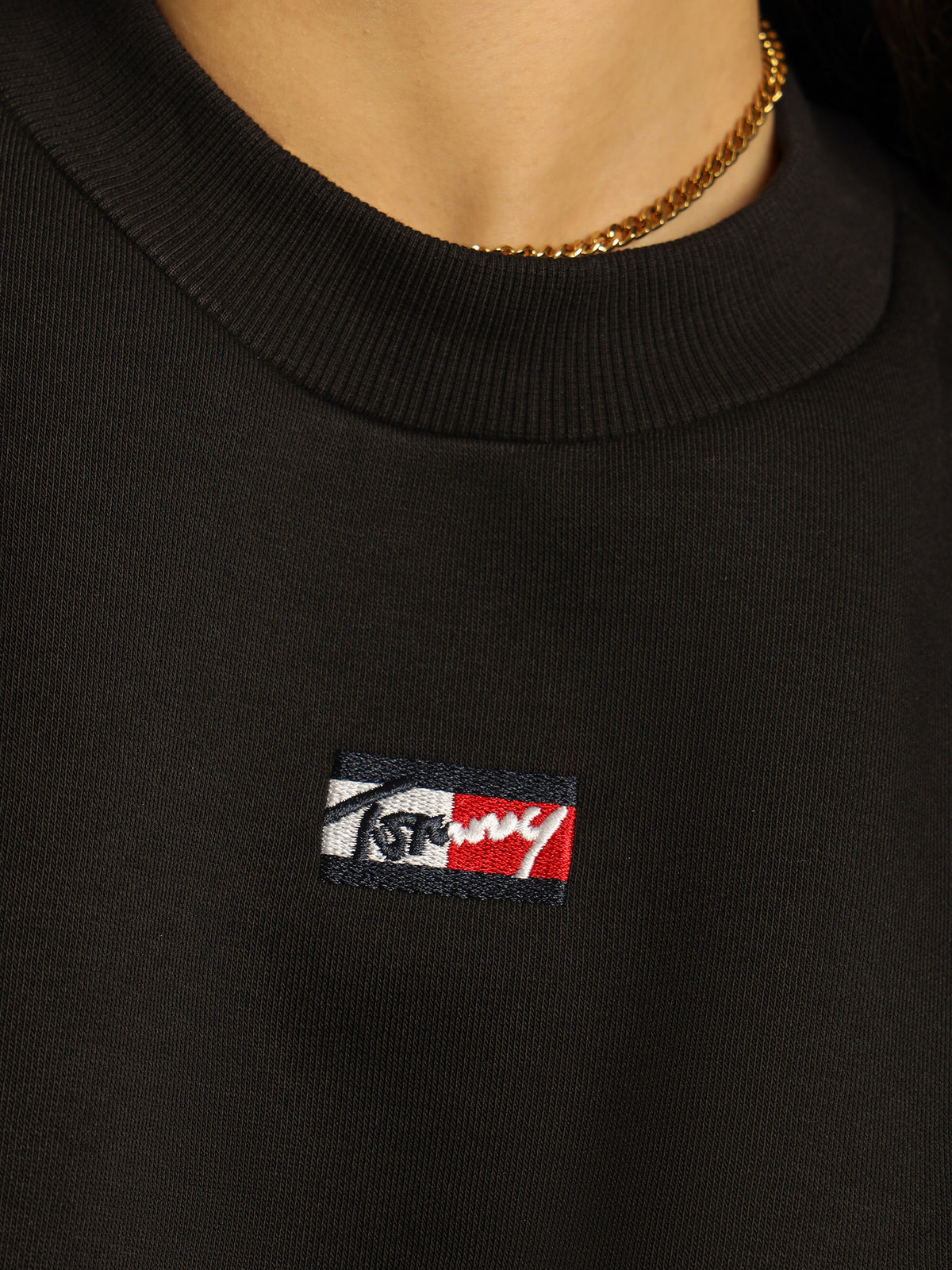 Crop Tiny Tommy Sweater in Black