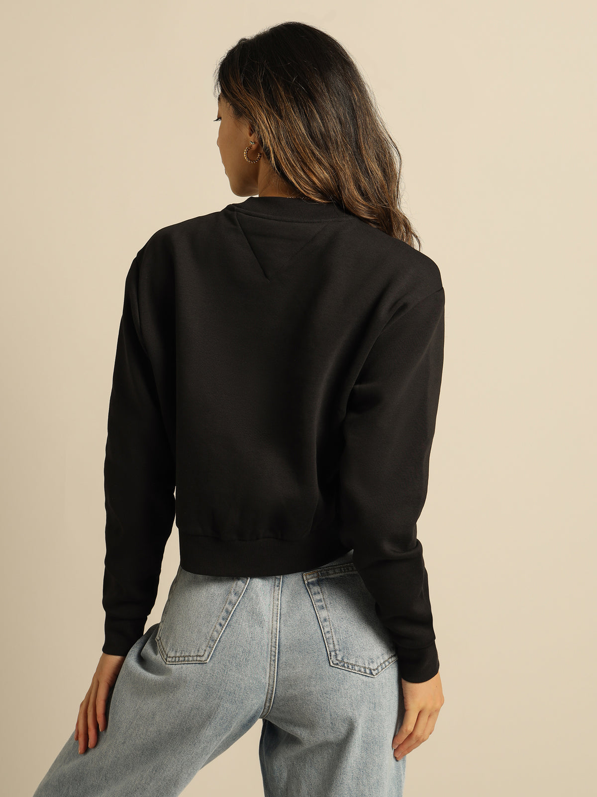 Crop Tiny Tommy Sweater in Black