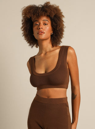 Claire Knitted Crop in Cocoa
