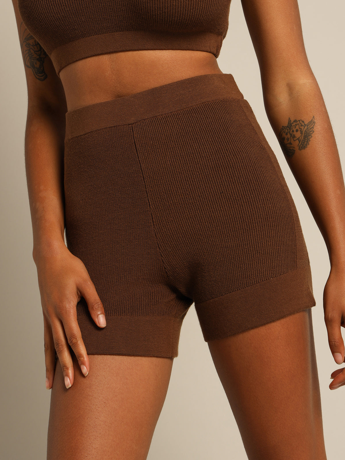 Claire Knitted Shorts in Cocoa