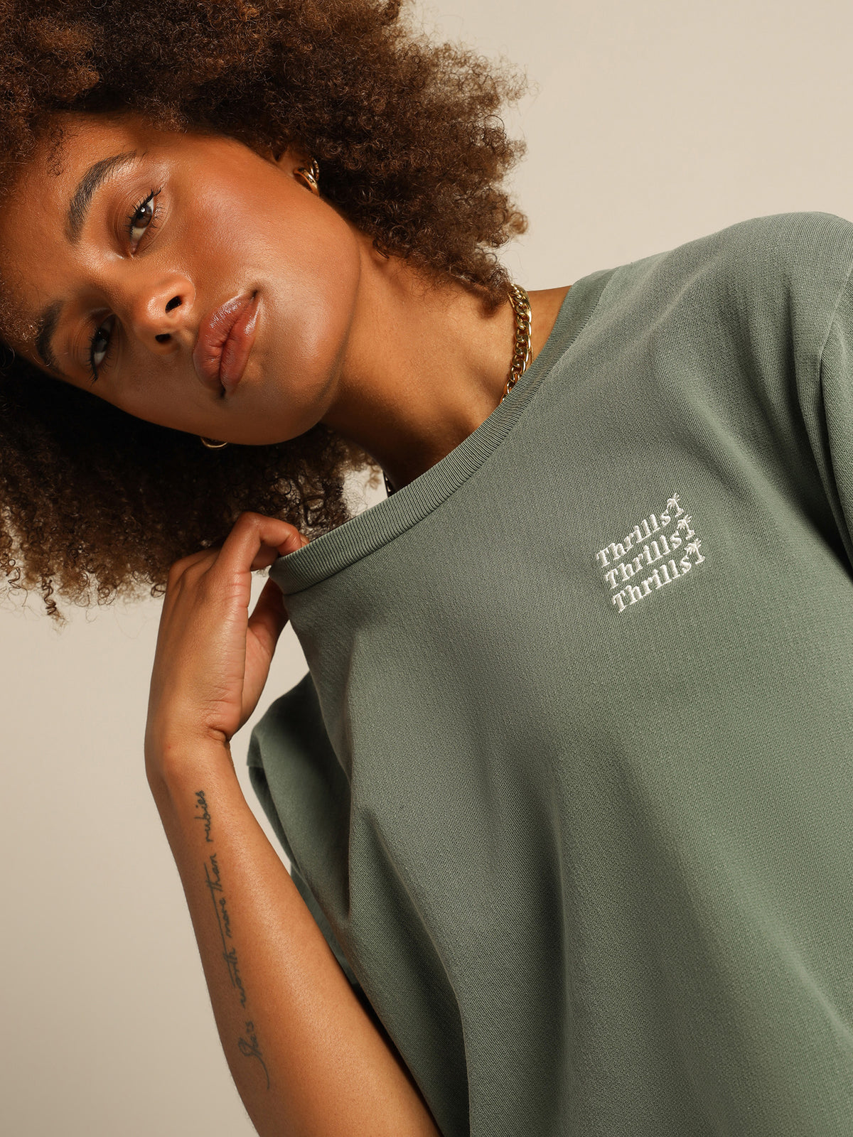 Thrills Embro Unlimited Merch Fit T-Shirt | Lume Green