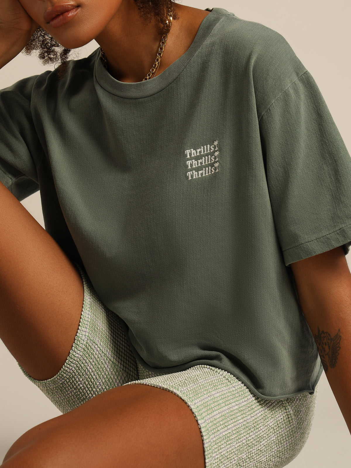 Thrills Embro Unlimited Merch Fit T-Shirt | Lume Green
