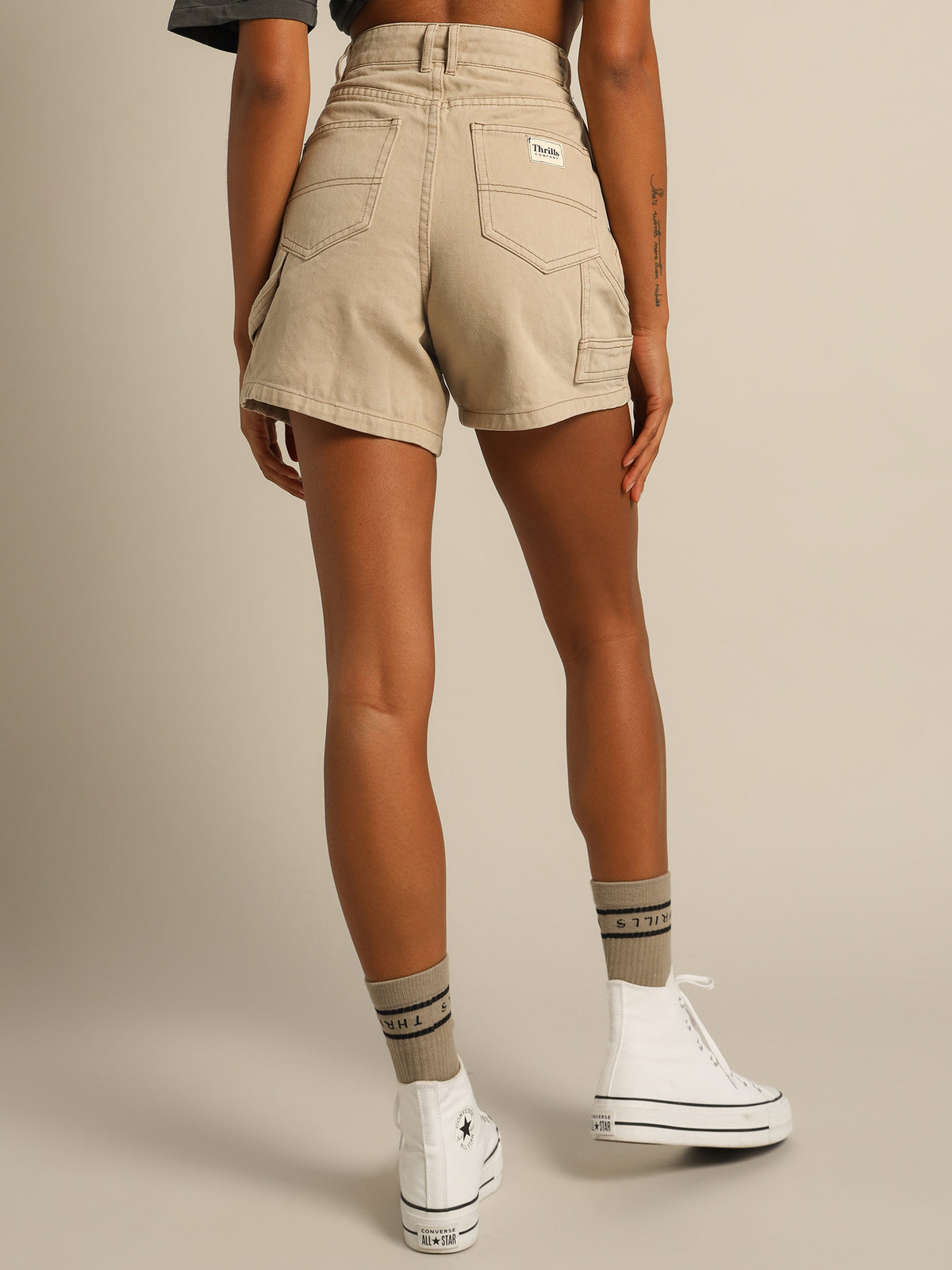 Thrills Carpenter Drill Shorts | Aged Tan
