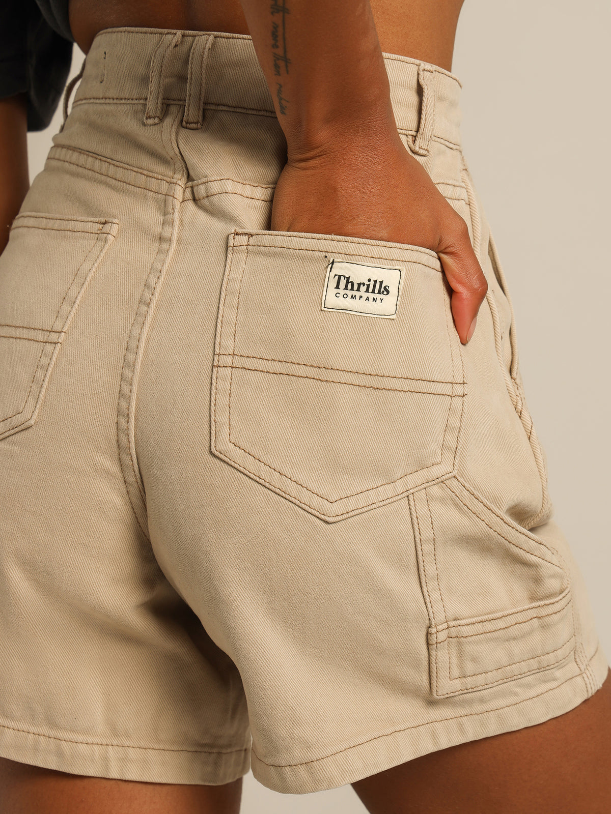 Thrills Carpenter Drill Shorts | Aged Tan
