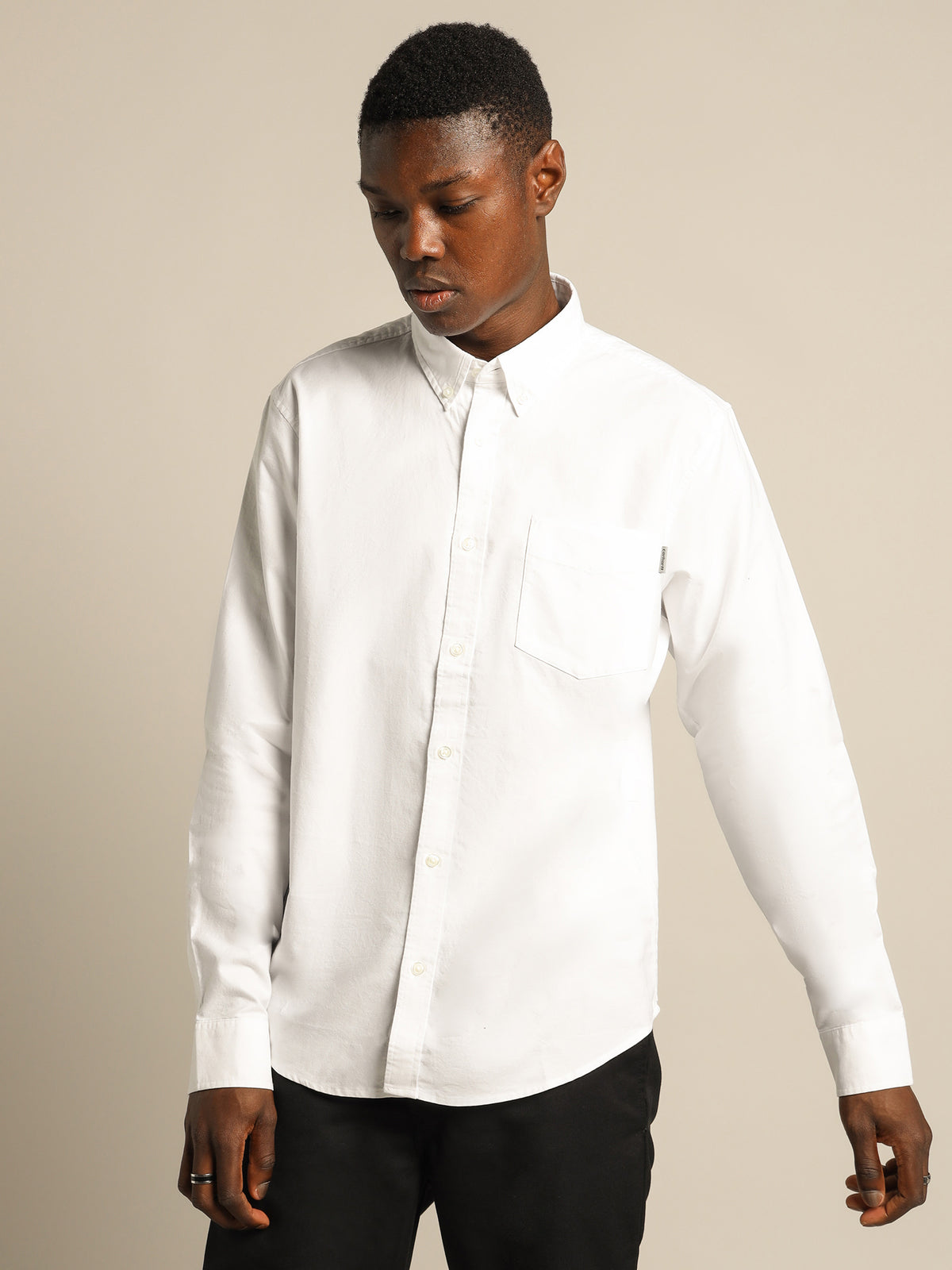 Long Sleeve Button Down in White