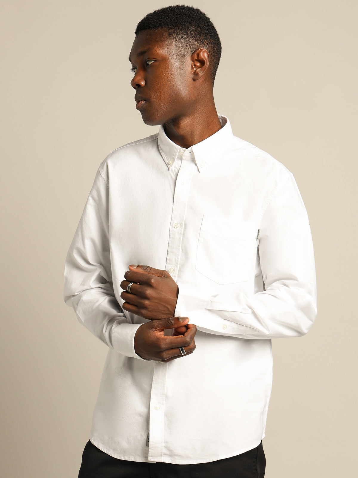 Long Sleeve Button Down in White