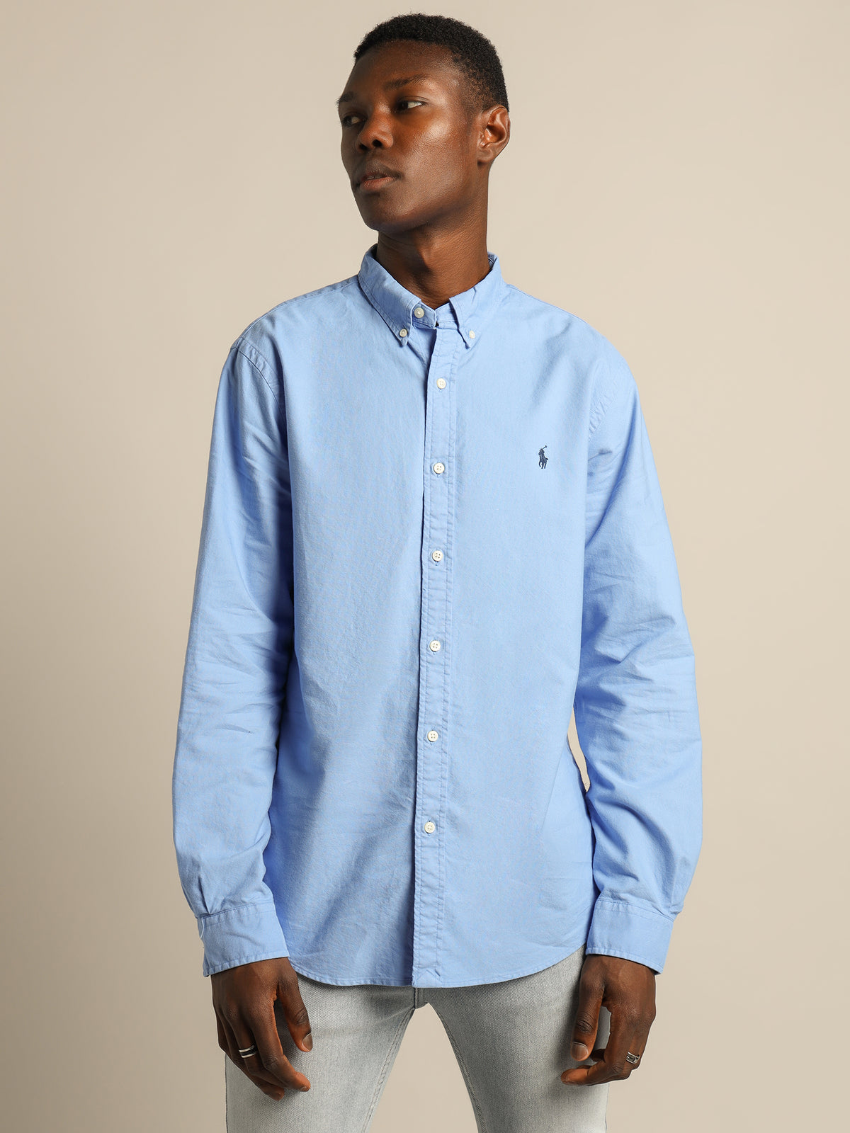 Oxford Long Sleeve Sport Shirt in Light Blue