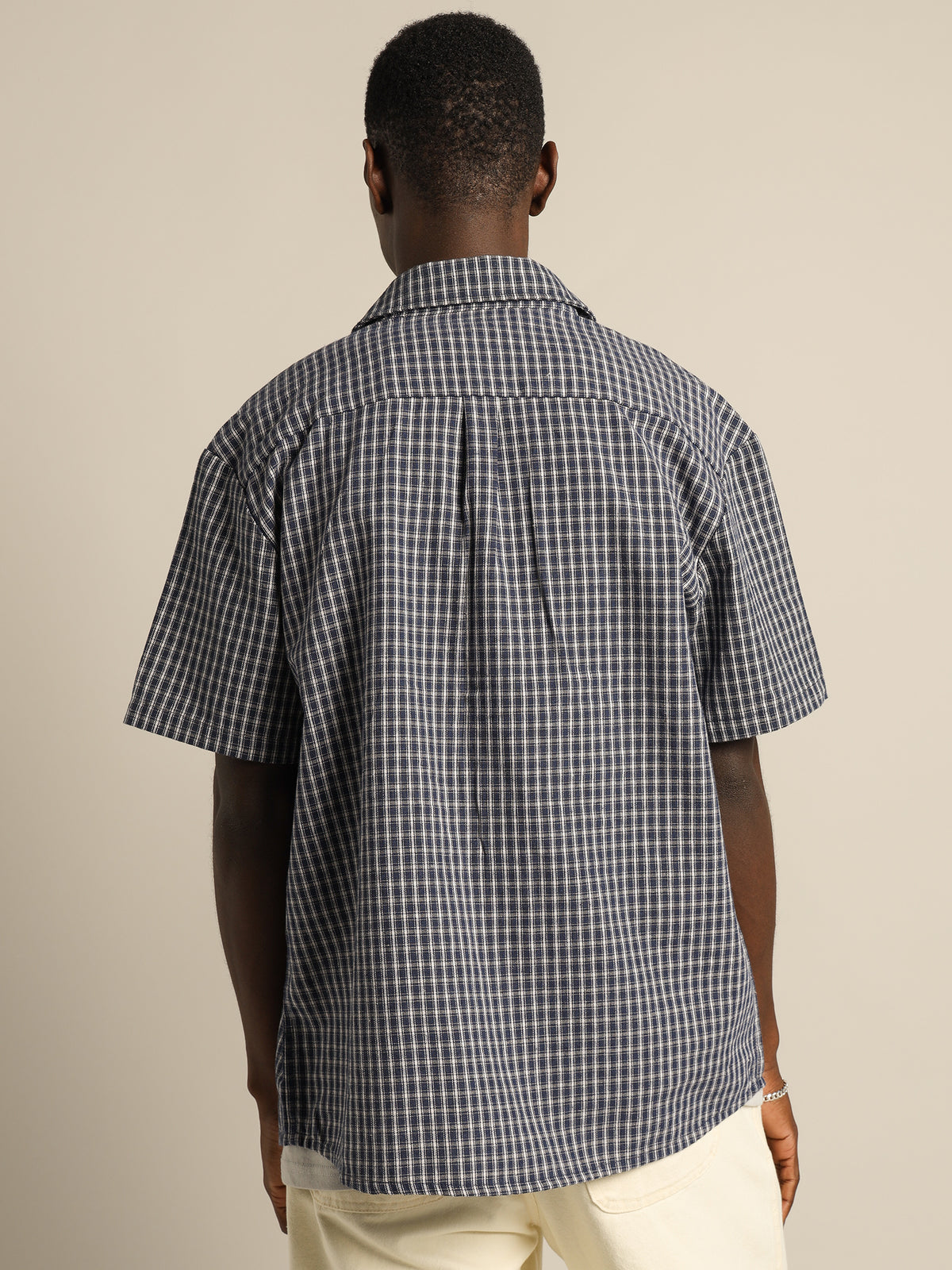 Button Up Check Shirt in Navy