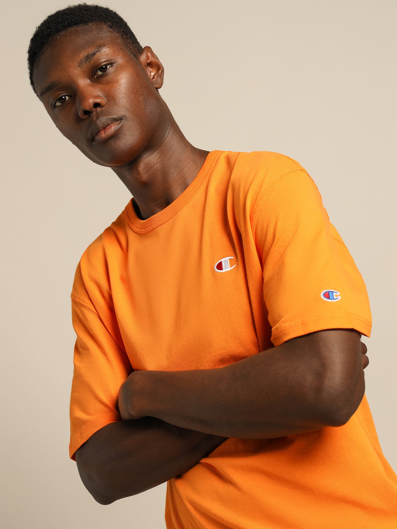 Merchology Champion T Shirt Mens Orange Champion T Shirt Mens Red Shop