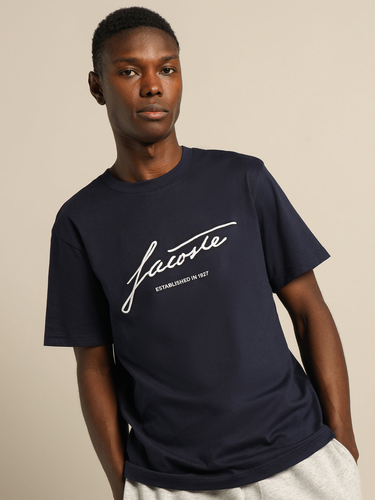Lacoste Signature Jersey T-Shirt | Navy