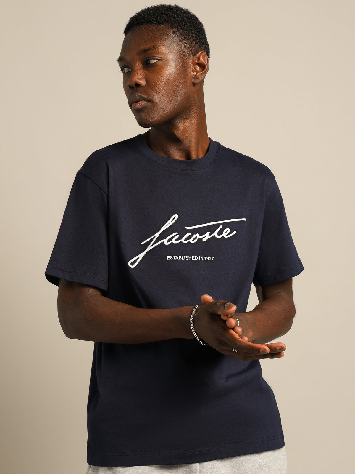 Lacoste Signature Jersey T-Shirt | Navy