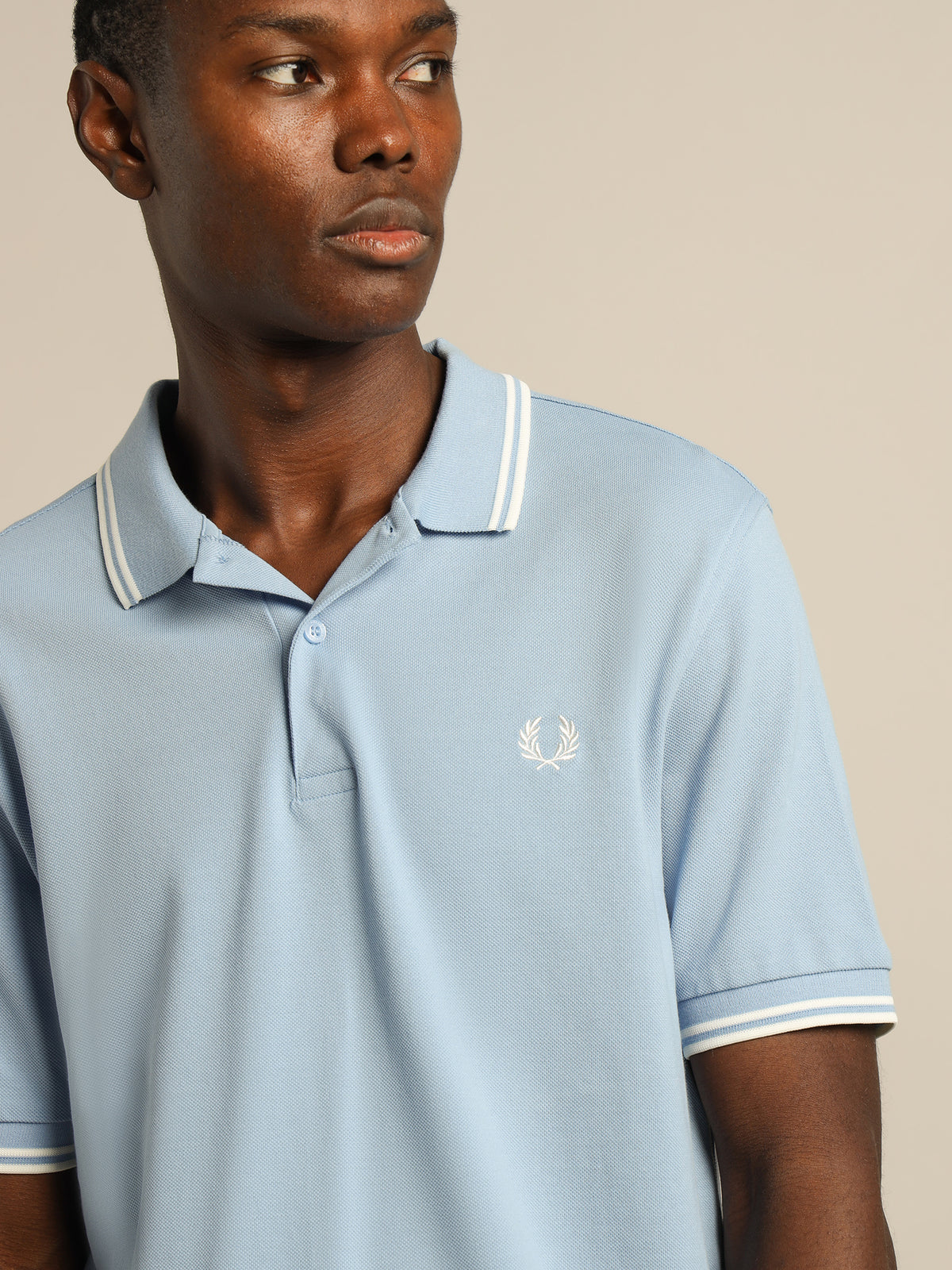 Twin Tipped Polo Shirt in Light Blue