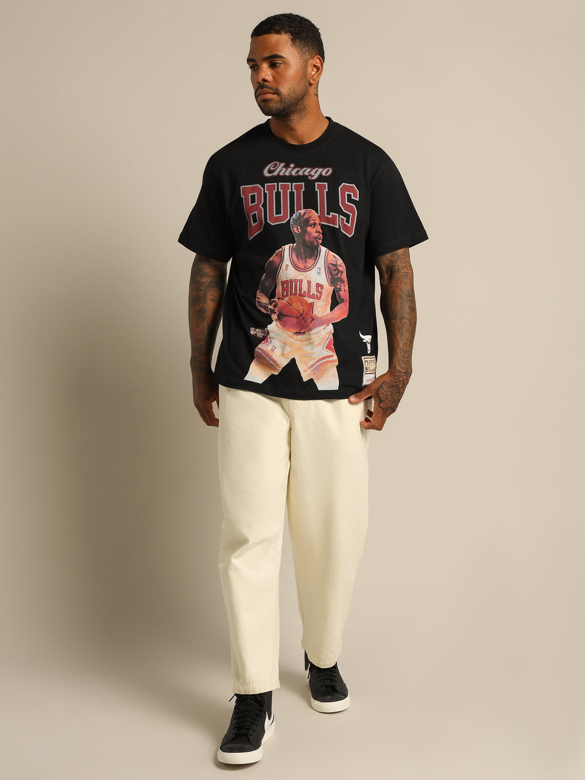 Chicago Bulls Dennis Rodman T-Shirt in Black