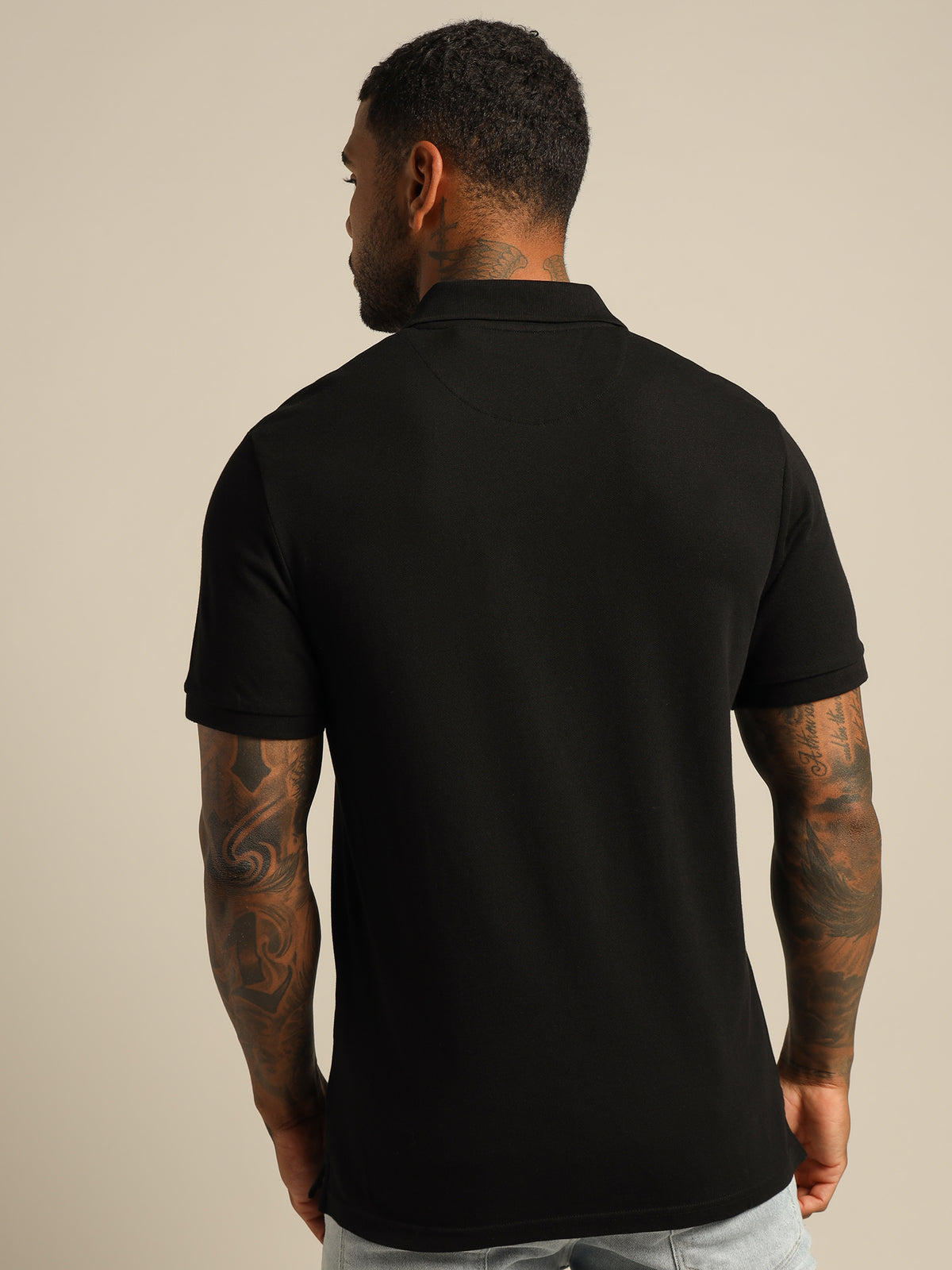 Plain Polo Shirt in Black