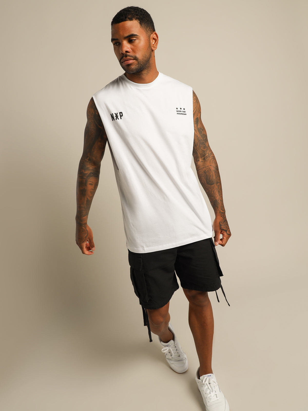 Tireless Scoop Back Muscle Shirt in White