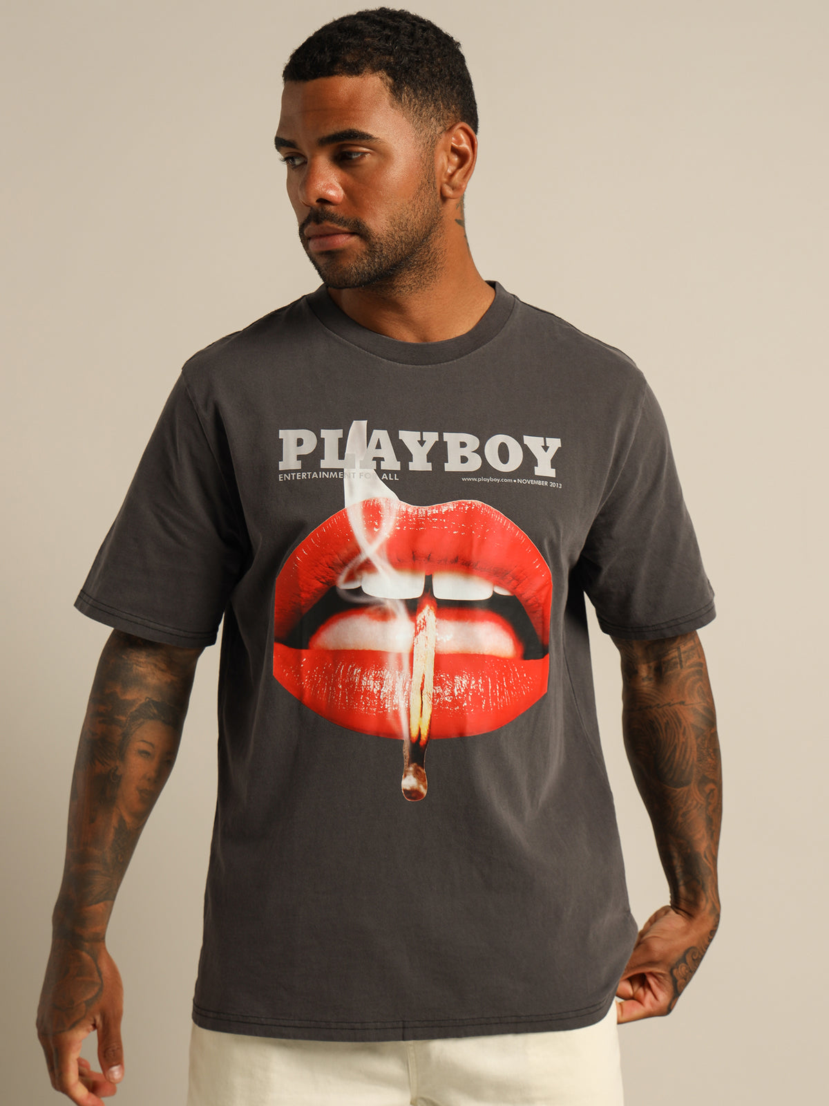 Playboy November 2013 T-Shirt in Vintage Black
