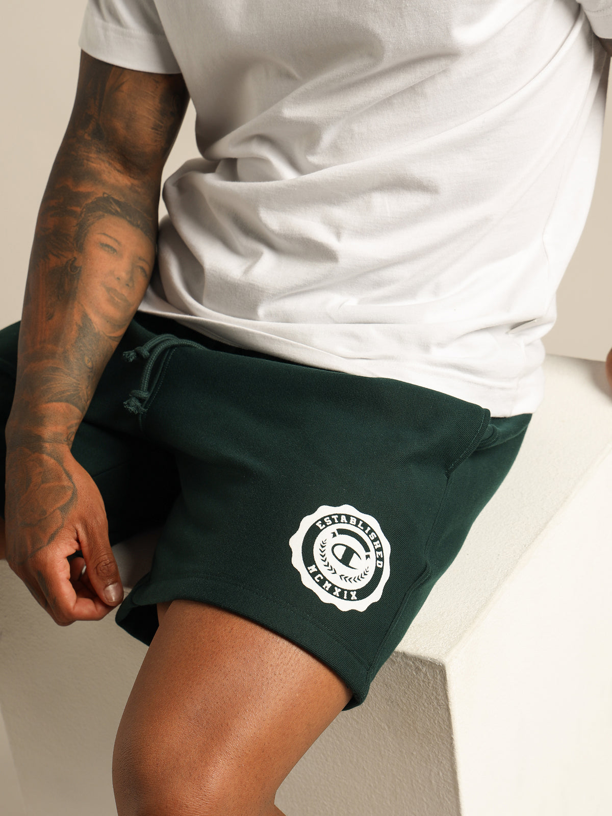 Reverse Weave Shorts in Green