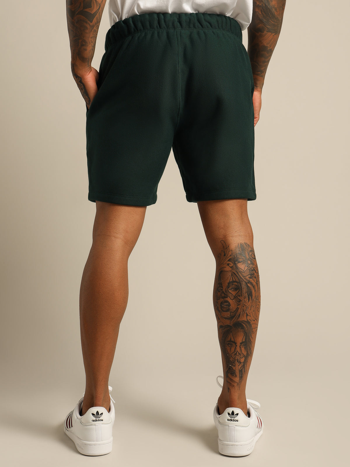 Reverse Weave Shorts in Green