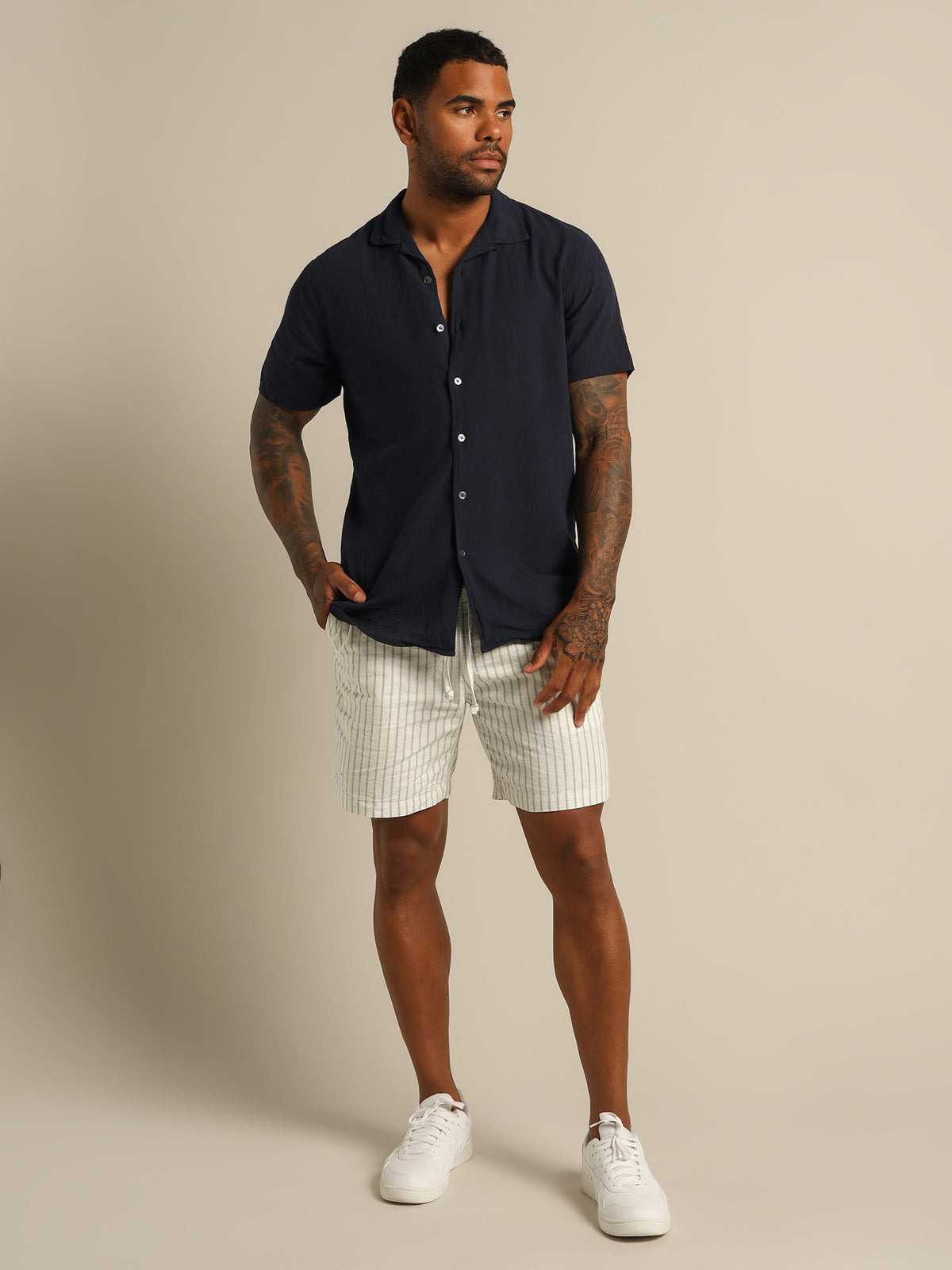 Academy Brand Bedford Short Sleeve Shirt | Navy