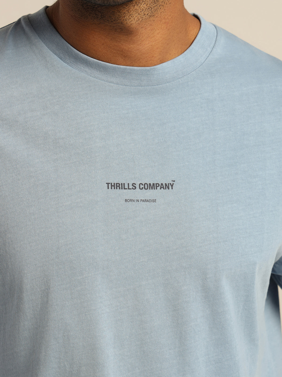 Thrills Stamp Merch Fit T-Shirt in Steel Blue