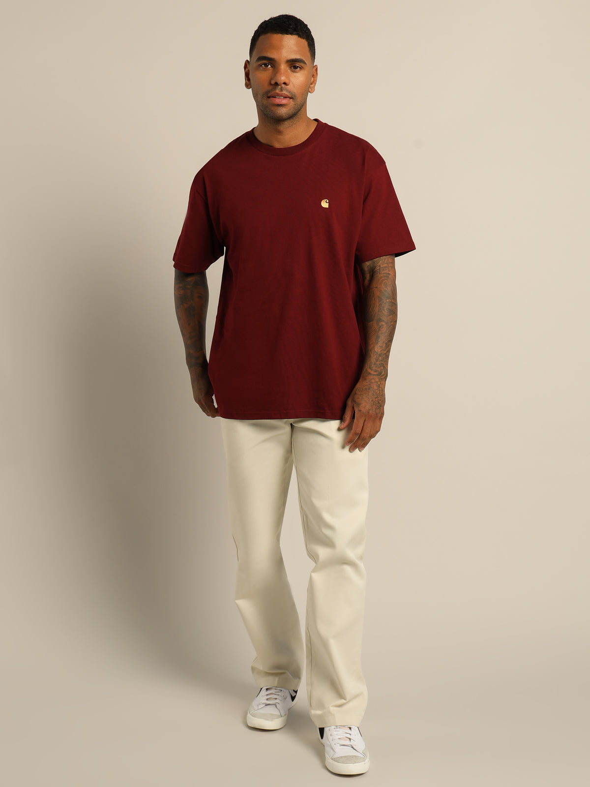 Short Sleeve Chase T-Shirt in Jam &amp; Gold
