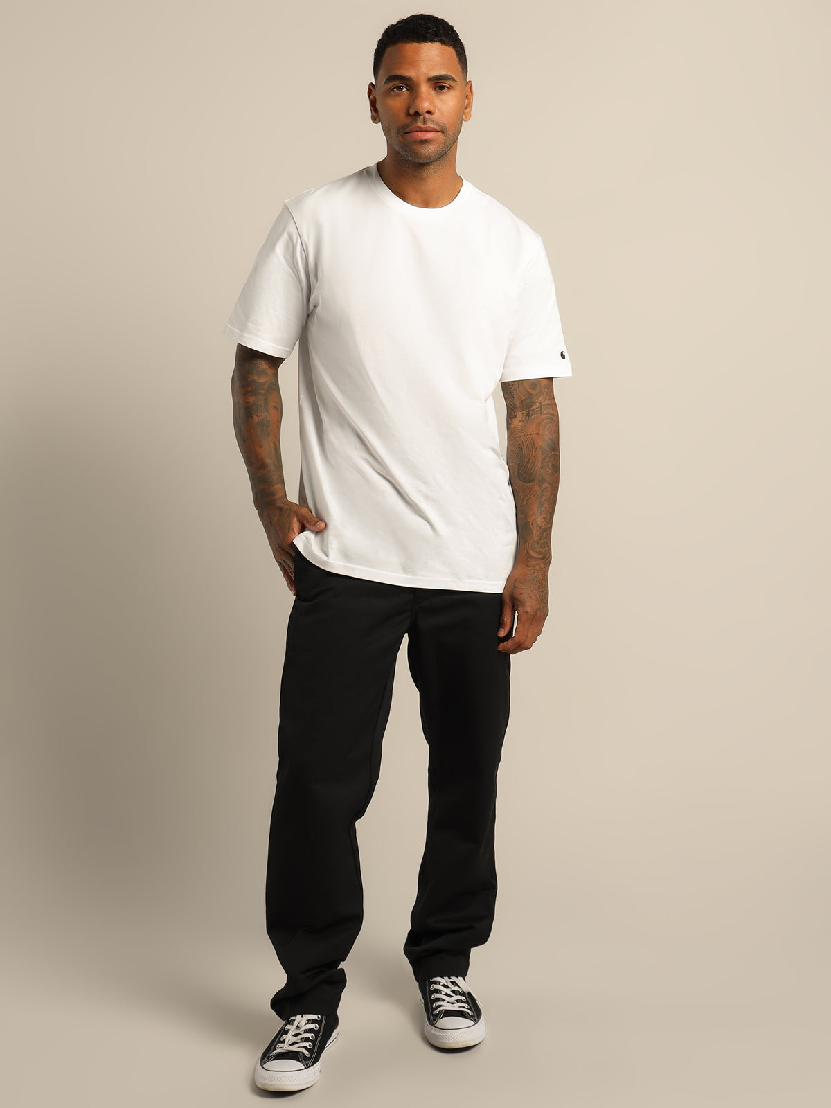 Short Sleeve Base T-Shirt in Black &amp; White