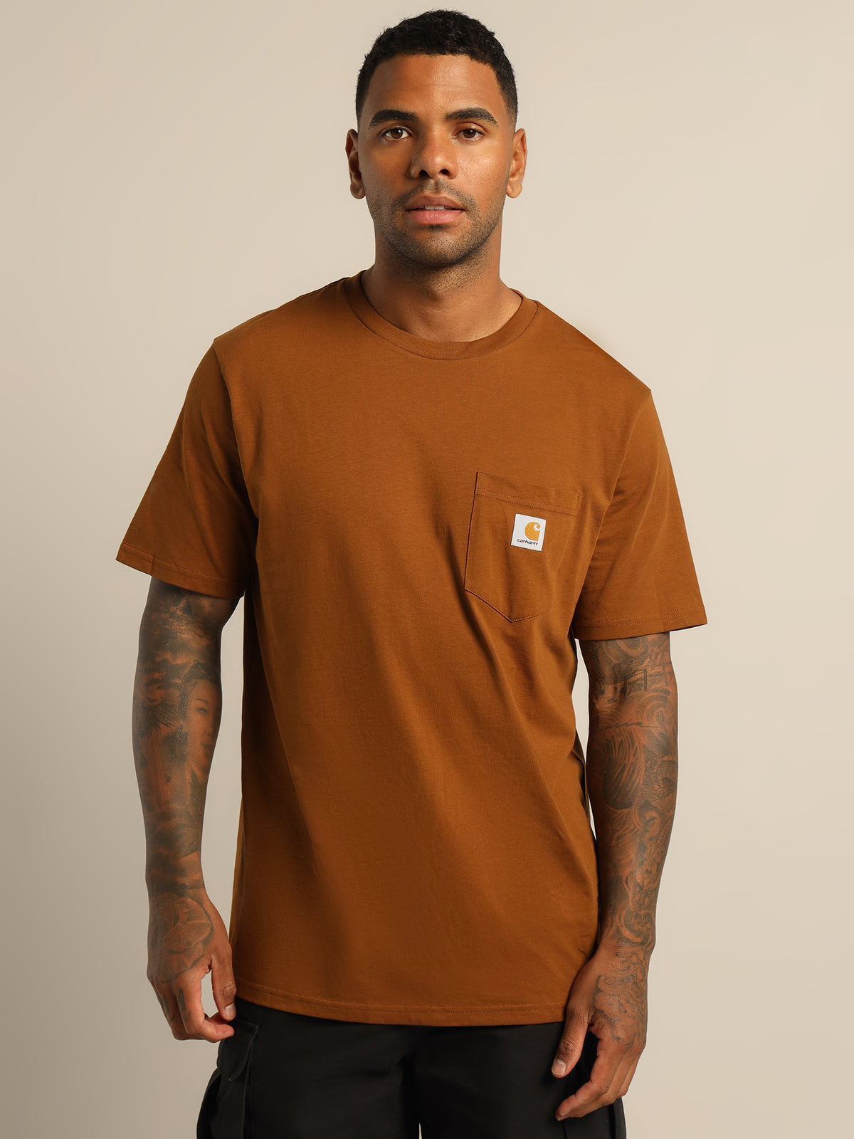 Pocket Short Sleeve T-Shirt in Brown