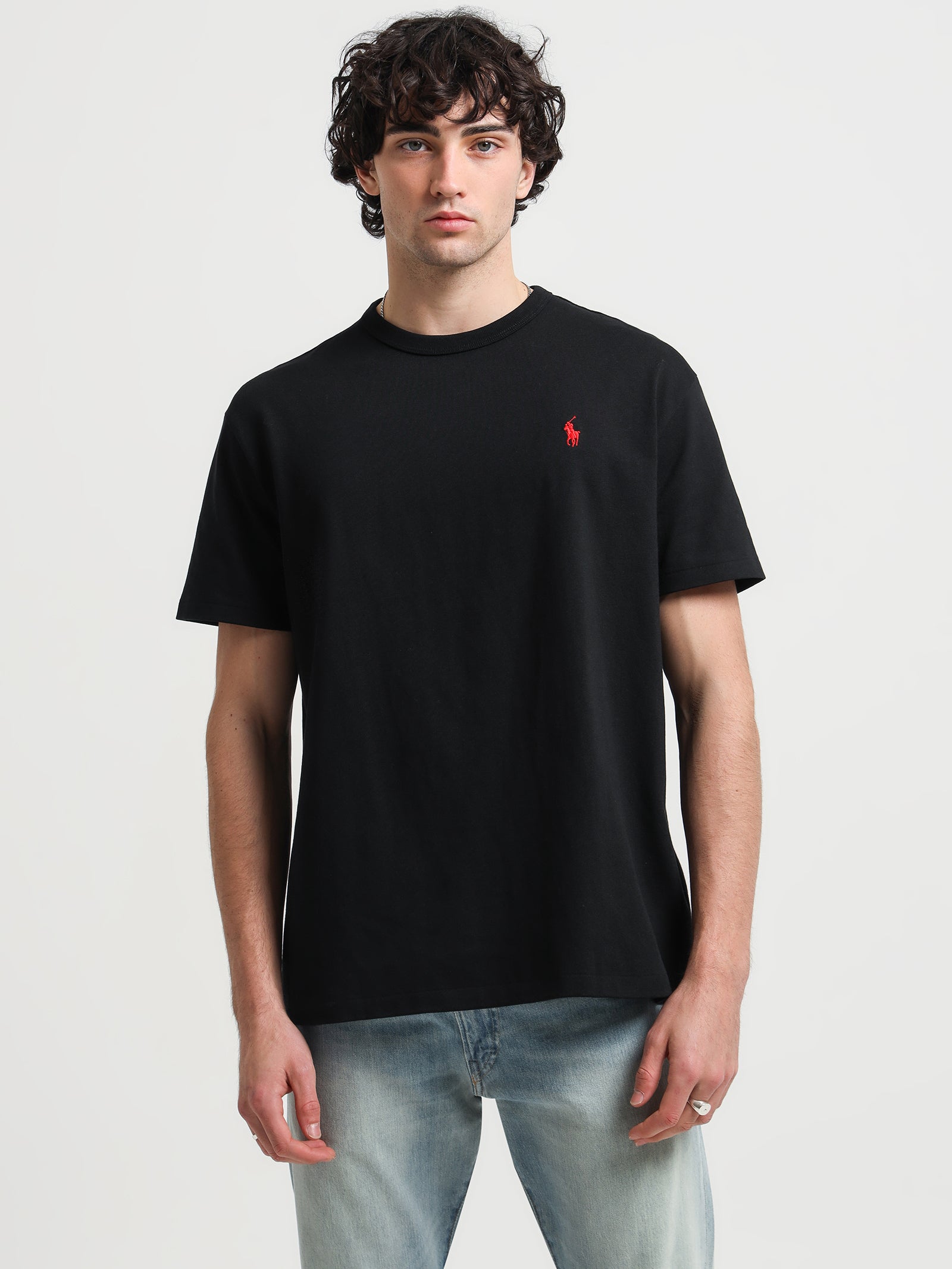 Ralph lauren black t shirt white logo Clearance