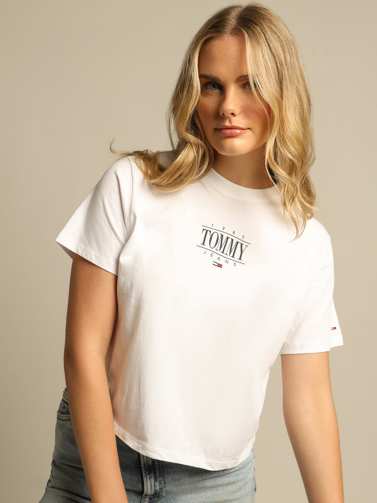 Essential Cropped Logo T-Shirt in White