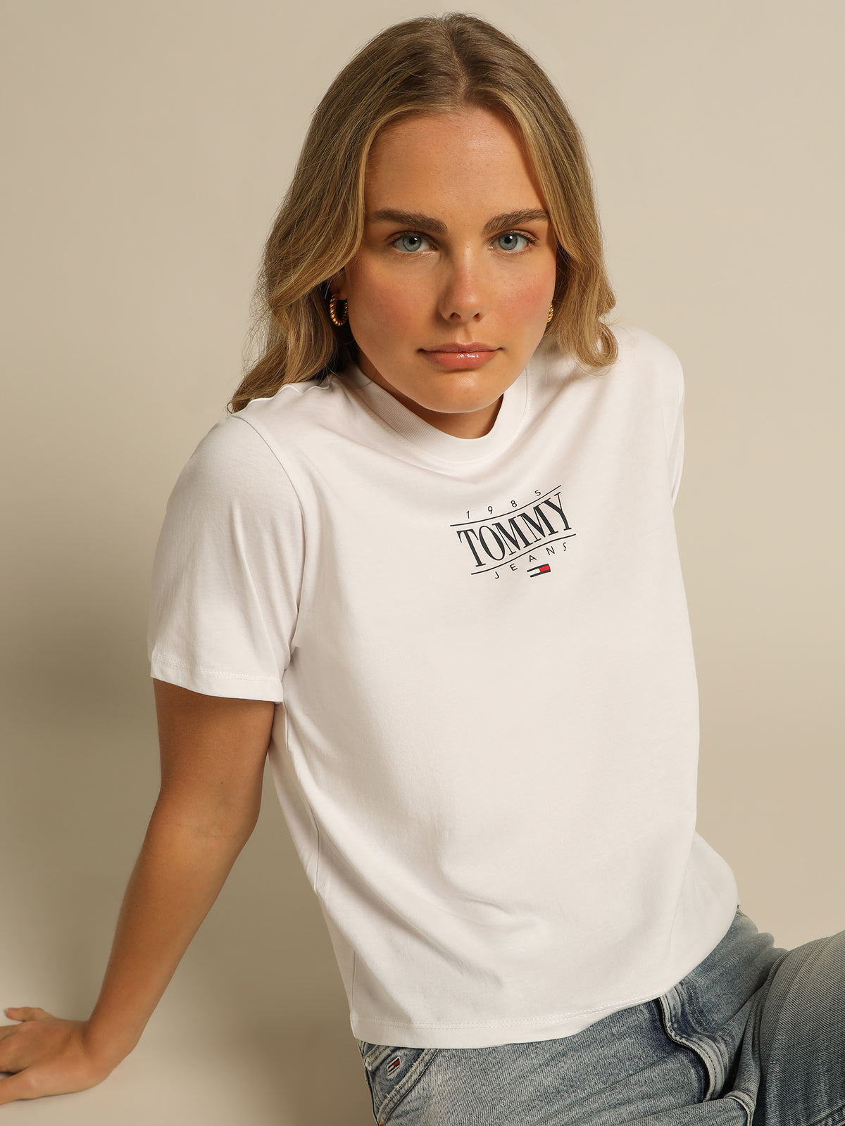 Essential Cropped Logo T-Shirt in White