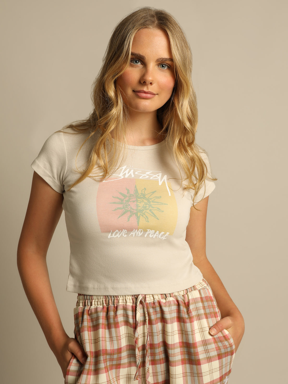 Sunsets Rib T-Shirt in White Sand